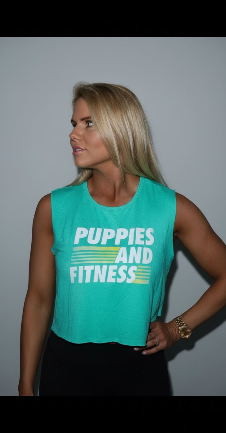 Puppies and Fitness Club Logo | Crop Tank Made in USA