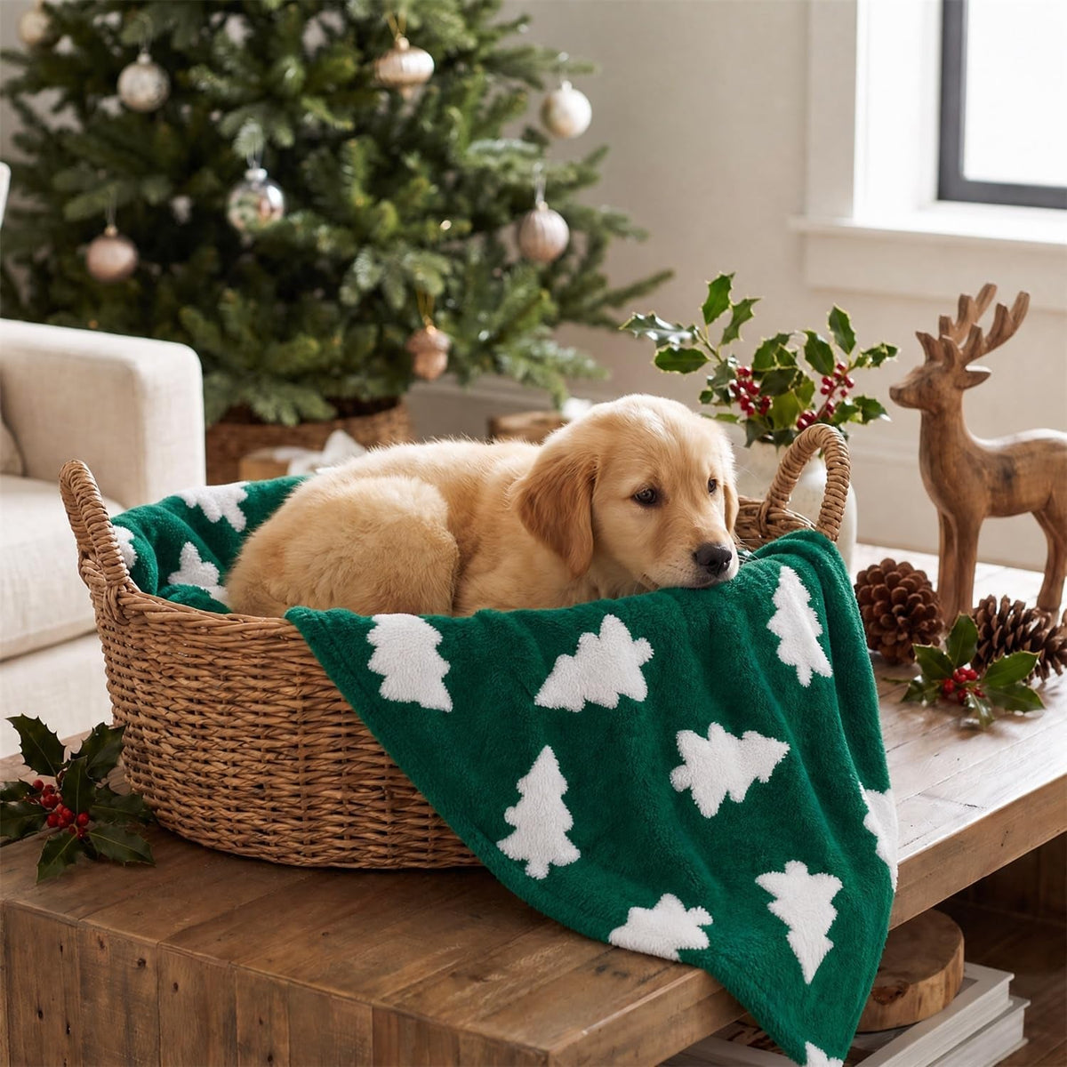 Christmas Pet Blanket – 3D Textured Fleece for Dogs & Cats, 6 Styles