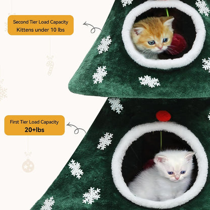 Christmas Cat Tree with 2-Story House – 60 & 63 Inch