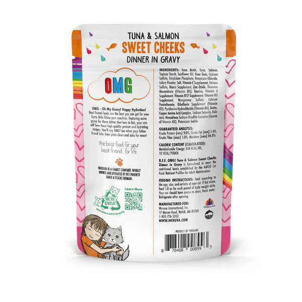 BFF OMG Adult Cat Sweet Cheeks Tuna and Salmon Wet Cat Pouch (3oz)