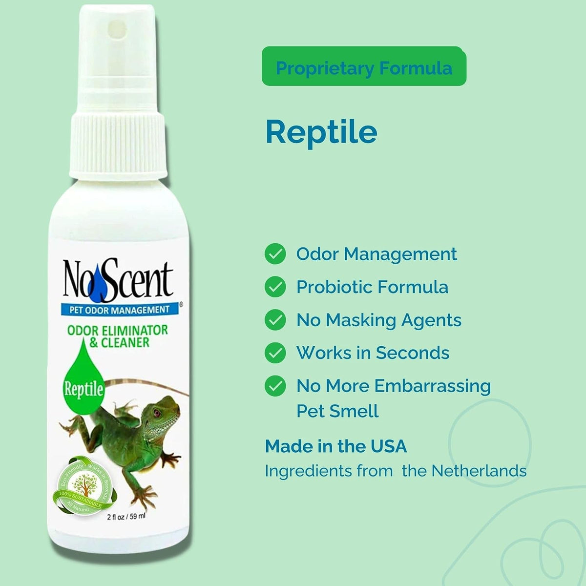 No Scent Probiotic Reptile Tank Cleaner & Odor Spray – 32 oz