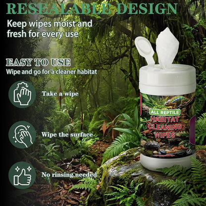 Reptile Habitat Cleaning Wipes – 2 Pack, 200 Count