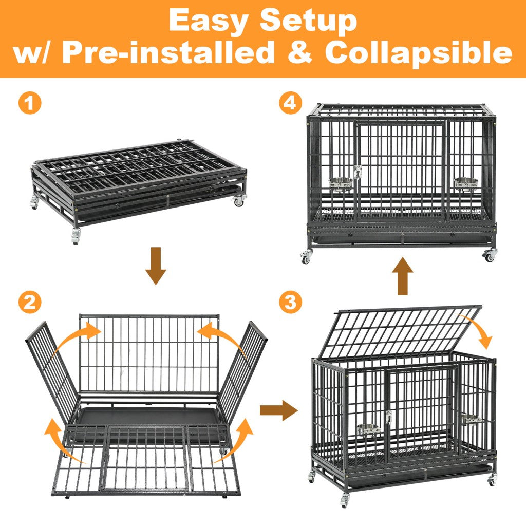 37" Stackable Heavy Duty Dog Crate 371D03