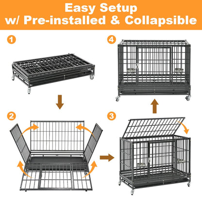 37" Stackable Heavy Duty Dog Crate 371D03