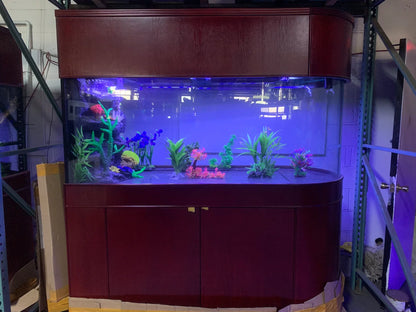 120 Gallon U-Shape Bullnose Peninsula Divider Glass Aquarium Reef-Ready in Premium Cherry Real Wood Furniture