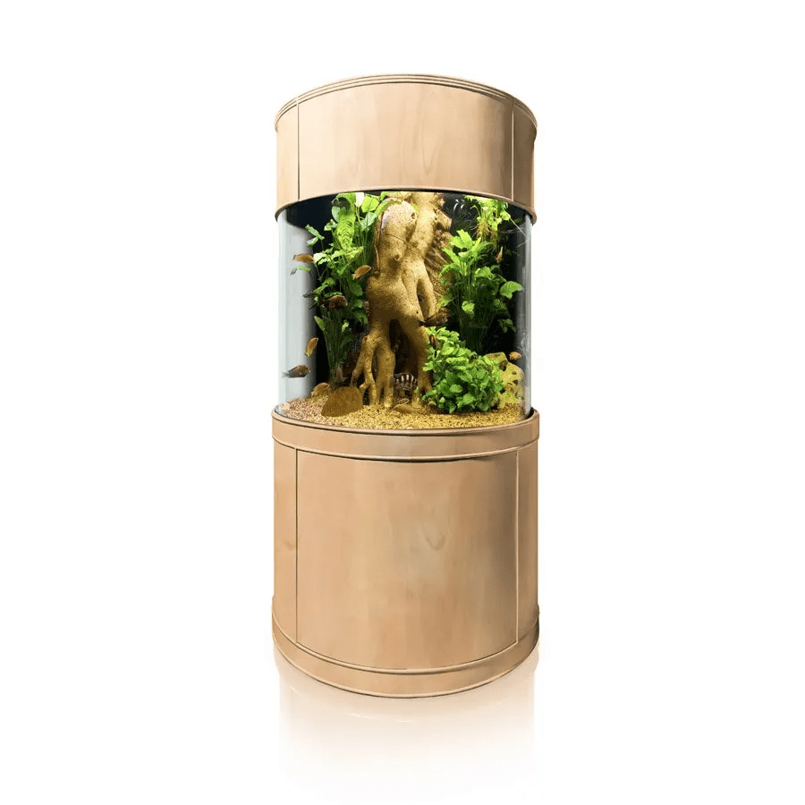 Display Model 160 Gallon Unstained 3/4 Cylinder Round Glass Reef-Ready Aquarium + Sump