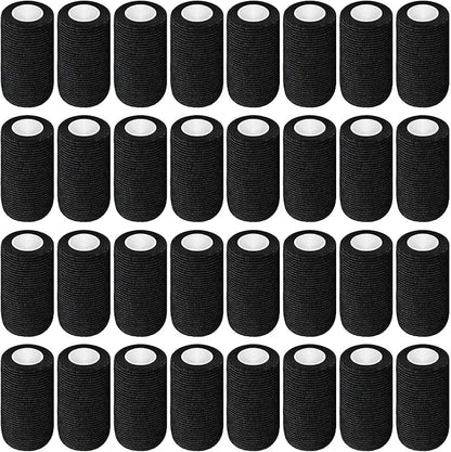 Treela 36 Pcs Self Adherent Bandage 4" X 5 Yard Wrap Breathable Cohesive Bandage Elastic Adhesive Tape for Stretch Athletic Sports Wrist Ankle(Black)
