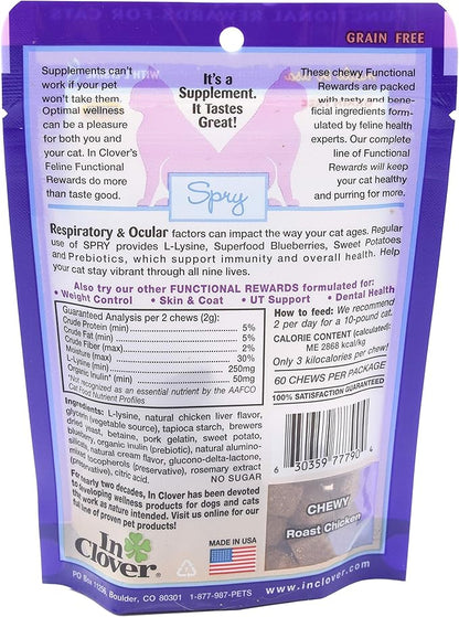 Spry Daily Respiratory and Ocular Support Soft Chews for Cats, with L-Lysine, Superfoods, and Prebiotics for a Strong Immune System, 2.1 oz. (60 count)