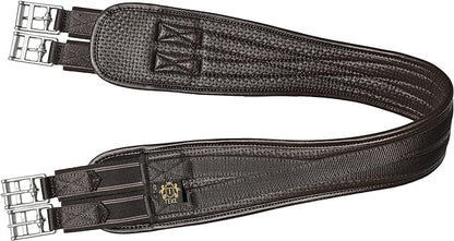 T TEKE Contoured Chafeless Girth for Horses, Airflow Waffle PVC Foam Construction with Double Side Heavy Duty Cotton Elastic and Stainless Steel Buckles (38"-56")