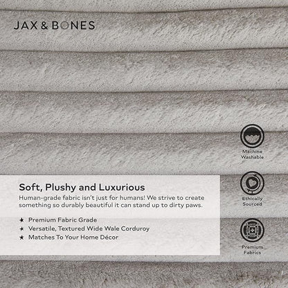 Jax & Bones Dog Napper - Luna Grey Machine Washable Bed for Dogs - Extra Heavy Duty Bolstered Sides - Medium Grey Dog Mat | 35 x 27 Inches