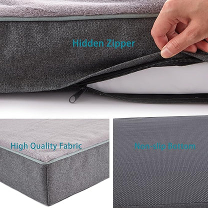 Orthopedic Memory Foam Dog Bed, Cooling Dog Beds Waterproof Pet Bed for Crate with Removable Washable Cover, L(35inch,65Lbs)