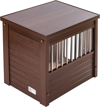New Age Pet ECOFLEX Dog Crate End Table - Furniture-Style Pet Crate for Crate Trained Dogs - Stainless Steel Tubing & a Latched Closure - 10 Year Manufacturer's Warranty