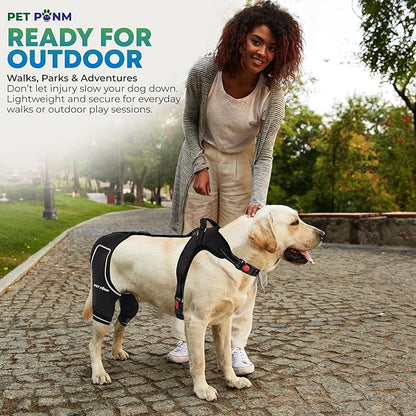 Petpanm- Adjustable Dog Knee Brace- Right Hind Leg with Integreted Harness- Premium Support for Torn ACL, Sprains & Strains Recovery, Enhances Mobility, Comfortable Neoprene. (XSmall)