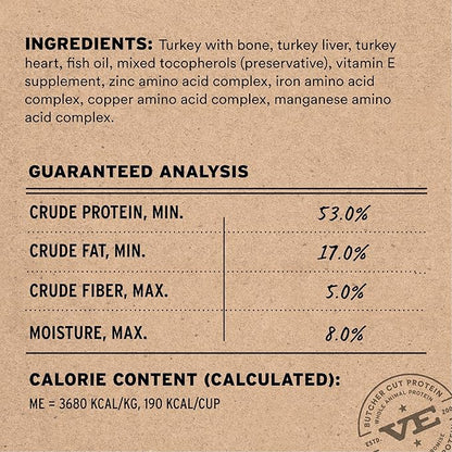Vital Essentials Freeze-Dried Raw Turkey Meal or Mixer Dog Food Crunchy Mini Nibs, 5.5 oz