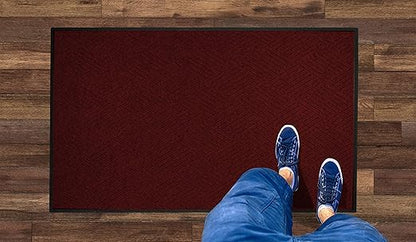 M+A Matting WaterHog Diamond | Commercial-Grade Entrance Mat with Rubber Border – Indoor/Outdoor, Quick Drying, Stain Resistant Door Mat (Red/Black, 4' x 8')