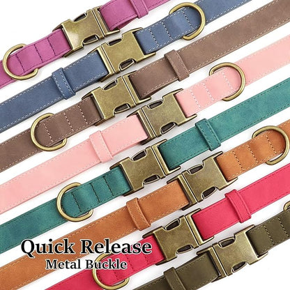 Didog Soft PU Leather Dog Collar, Stylish Quick Released Dog Collars for Small Dogs, Easy Clean Adjustable Pet Collar for Daily Walking, Brown, S Fit 10-16" Neck