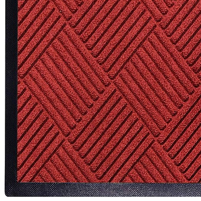 M+A Matting WaterHog Diamond | Commercial-Grade Entrance Mat with Rubber Border – Indoor/Outdoor, Quick Drying, Stain Resistant Door Mat (Solid Red, 4' x 6')