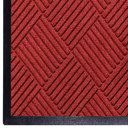 WaterHog Diamond | Commercial-Grade Entrance Mat with Rubber Border – Indoor/Outdoor, Quick Drying, Stain Resistant Door Mat (Solid Red, 3' x 5')