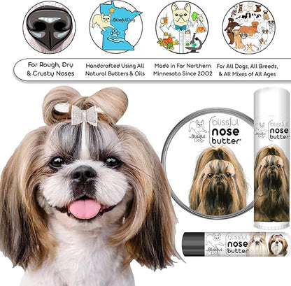 The Blissful Dog Shih Tzu Nose Butter for Dry, Cracked Skin, Lick-Safe Dog Nose Balm with Moisturizing Shea Butter, Almond, Olive, and Essential Oils, Pet Supplies, Uncented, 1 oz.