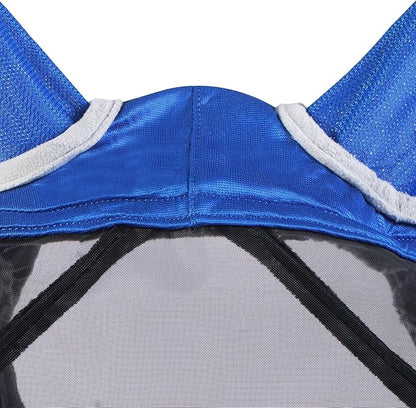 Harrison Howard Pro Luminous Horse Fly Mask Large Eye Space Standard with Ears UV Protection for Horse Signature Blue Medium Cob