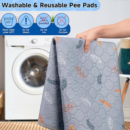 Sunheir Washable Pee Pads for Dogs - 2-Pack Thick Heavy-Absorbency Reusable Pee Pads Prevent Leakage Non-Slip, Waterproof Pet Training Pads for Puppy Playpen, Crate, Whelping Box, Potty Training