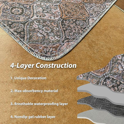 nunubaby Washable Pee Pads for Dogs, Stylish, Non-Slip and Leak-Proof Pee Pads. Reusable Potty Pads for Dogs for Crates and Floors.(Brown/Multi, 72" x72")