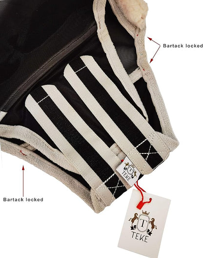 T TEKE Fine Mesh Horse Fly Mask w/Ears, UV Blocking 3D Eye Visor with Extra Fleece Cushioned Forehead, Protection from Insect Pests