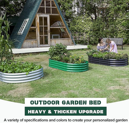 Land Guard 8×4×1 ft Galvanized Raised Garden Bed Kit，Raised Garden Boxes Outdoor, Oval Metal Raised Garden Beds for Vegetables……