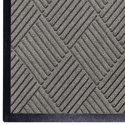 WaterHog Diamond | Commercial-Grade Entrance Mat with Rubber Border – Indoor/Outdoor, Quick Drying, Stain Resistant Door Mat (Medium Grey, 3' x 12')