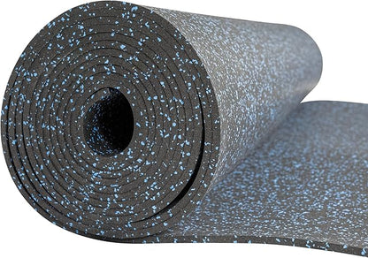 Playsafer Genaflex Rubber Gym Floor Mat, Heavy Duty Commercial Protective Gym Flooring Roll - 8mm Thick (10% Blue, 4' X 10')
