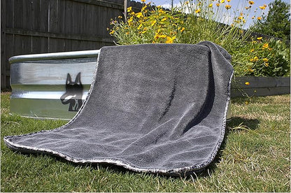 Devil Dog Premium Pet Drying Towel, Ultra-Soft, Highly Absorbent Microfiber Bath Towel for Dogs, Cats, and Other Animals - Gray, Small 16" x 24" 1200GSM 80% 20% Blend