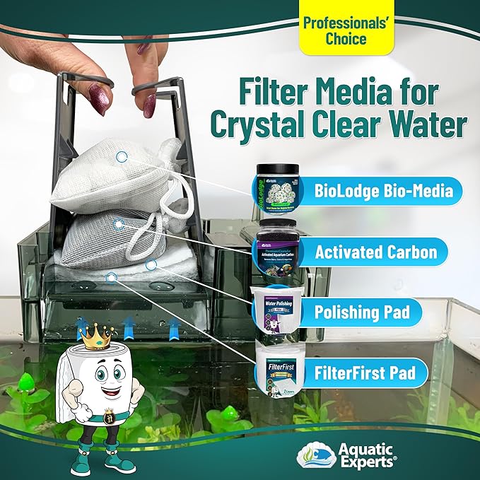 Aquatic Experts Aquarium Filter Floss for Fish Tank Filters - FilterFirst Aquarium Filter Pad - Media Roll for Crystal Clear Water, 12" x 12' x ¾ to ½ Thick