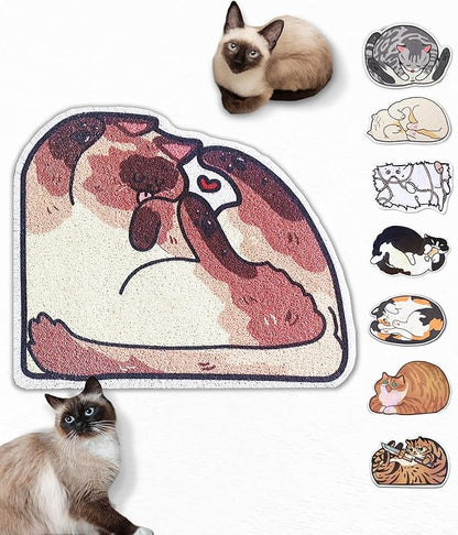 Lukamoo® Cute Cat Litter Mat (30’’x20’’), Large/L, for Kitty Litter & Cute Cat Litter Box, Litter Trapping Mat (Pointed, Cornered)