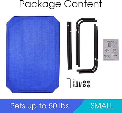 PHYEX Raised Pet Cot for Small Pets, Elevated Dog Bed with Breathable Mesh, Sturdy Steel Frame for Indoor & Outdoor Use, Non-Slip Design, Easy Clean, 33-Inch Blue