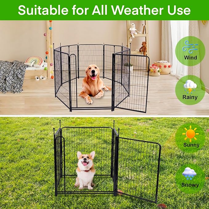 Tall Garden Fence,Wide Gate Low Threshold Fence for Garden, 36in(H) 4 Panels Total 8.9 Ft(L) Animal Barrier Fence,Flower Bed Fencing, Dog Fences Outdoor for Yard