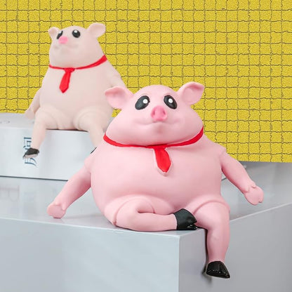 Stretchy Glue-Sand Filled Rubber Pig, Latex Piglet Soft Decompression Doll Toy, Animal High-Elastic Stretchable, Decompression Toy for Adults and Children