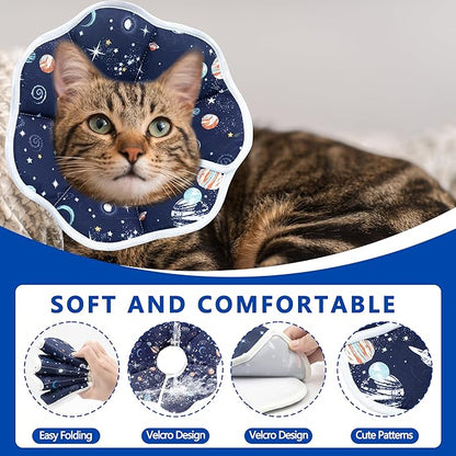 Soft Adjustable Cat Cone Collar, Comfortable Recovery Collar for Cats After Surgery (Dark Blue, Small)