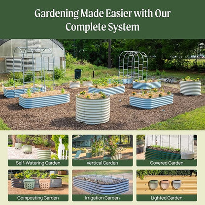 Vego garden Raised Garden Bed Kits, 17" Tall 9 in 1 8ft X 2ft Metal Raised Planter Bed for Vegetables Flowers Ground Planter Box-British Green