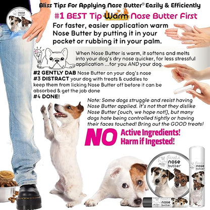 The Blissful Dog Jack Russell Terrier Nose Butter for Dry, Cracked Skin, Lick-Safe Dog Nose Balm with Moisturizing Shea Butter, Almond, Olive, and Essential Oils, Pet Supplies, Uncented, 1 oz.