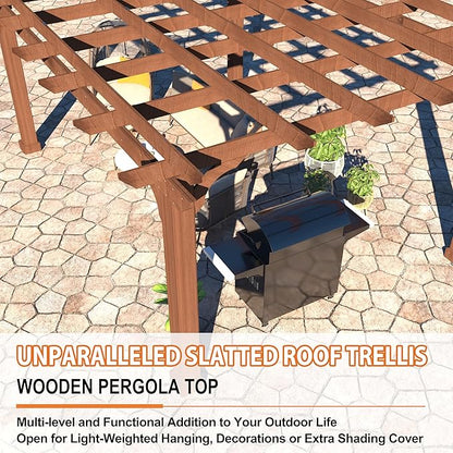 MUPATER 10x12 FT All Cedar Wooden Pergola, Kit with Stakes, Quality Supported Structure, Snow and Wind Supported,Outdoor Pergola with Cedar Framed for Backyard, Deck, Lawn