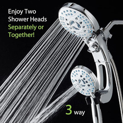 Hotel Spa AquaCare As-Seen-On-TV High Pressure Handheld/Rain 50-mode 3-way Shower Head Combo with Adjustable Arm - Anti-clog Nozzles, Tub & Pet Power Wash, 6 ft. Hose, All Chrome Finish