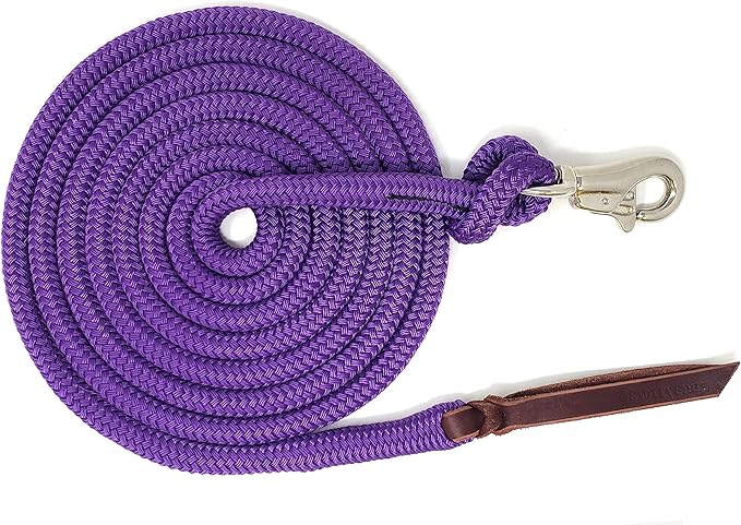 Premium 1/2" Samson EQ Yacht Braid Lead Rope with Nickel Trigger Bull Snap. Option for 12ft, 14ft and 16ft Lengths (Purple, 14 FT)