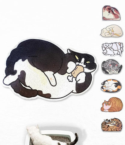 Lukamoo® Cute Cat Litter Mat (30’’x20’’), Large/L, for Kitty Litter & Cute Cat Litter Box, Litter Trapping Mat (Tuxedo)