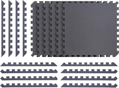 Norsk Dual-Sided Reversible 1/2" Foam Exercise Mats for Home Gym - Interlocking EVA Foam Tiles