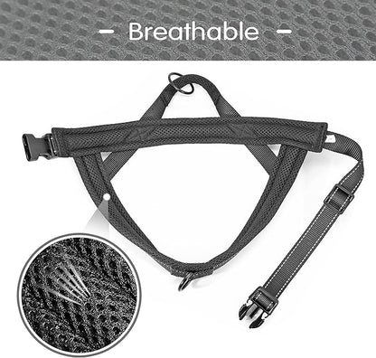 Didog No Pull Dog Harness with Soft Mesh Padded,Reflective & Quick Fit Light Weight Dog Strap Vest Harness,Easy for Walking Training (XS:Chest 15-18", Mesh-Black)