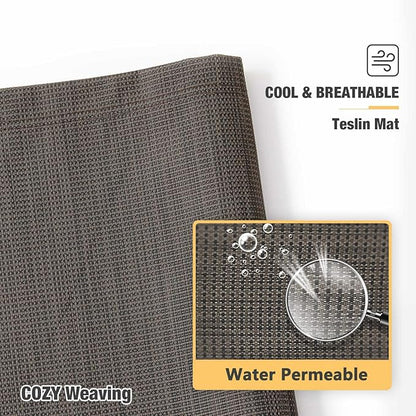 Veehoo Chew Proof Elevated Dog Bed - Cooling Raised Pet Cot - Silver Aluminum Frame and Durable Textilene Mesh Fabric, Unique Designed No-Slip Feet for Indoor or Outdoor Use, Brown, Medium, CWC2003
