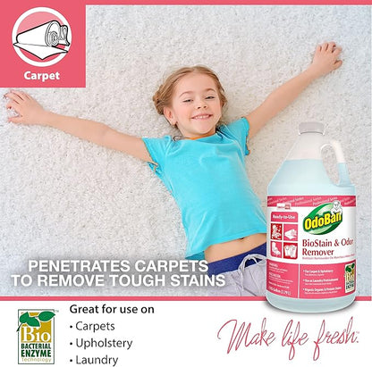 OdoBan Professional Cleaning and Odor Control Solutions, Ready-to-Use Biostain and Odor Remover, Made in the USA, 1 Gallon