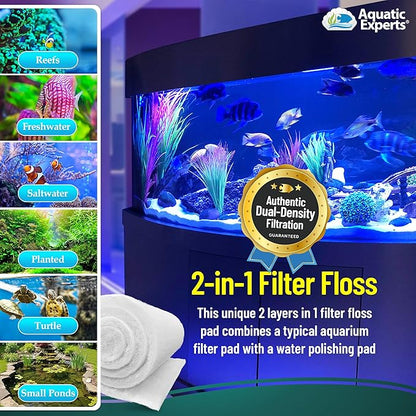 Aquatic Experts FilterFirst Aquarium Filter Pad - Aquarium Filter Floss for Crystal Clear Water, 3/4" - 1" Thick (24 Inch Wide, 12 Feet Long)