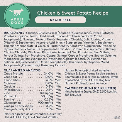 Natural Balance Limited Ingredient Adult Grain-Free Dry Dog Food, Chicken & Sweet Potato Recipe, 4 Pound (Pack of 1)