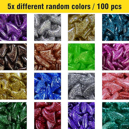 zetpo Cat Nail Caps | Cat Claw Covers | with Adhesives and Applicators (L, 5X Glitter Random Colors | 100 pcs)